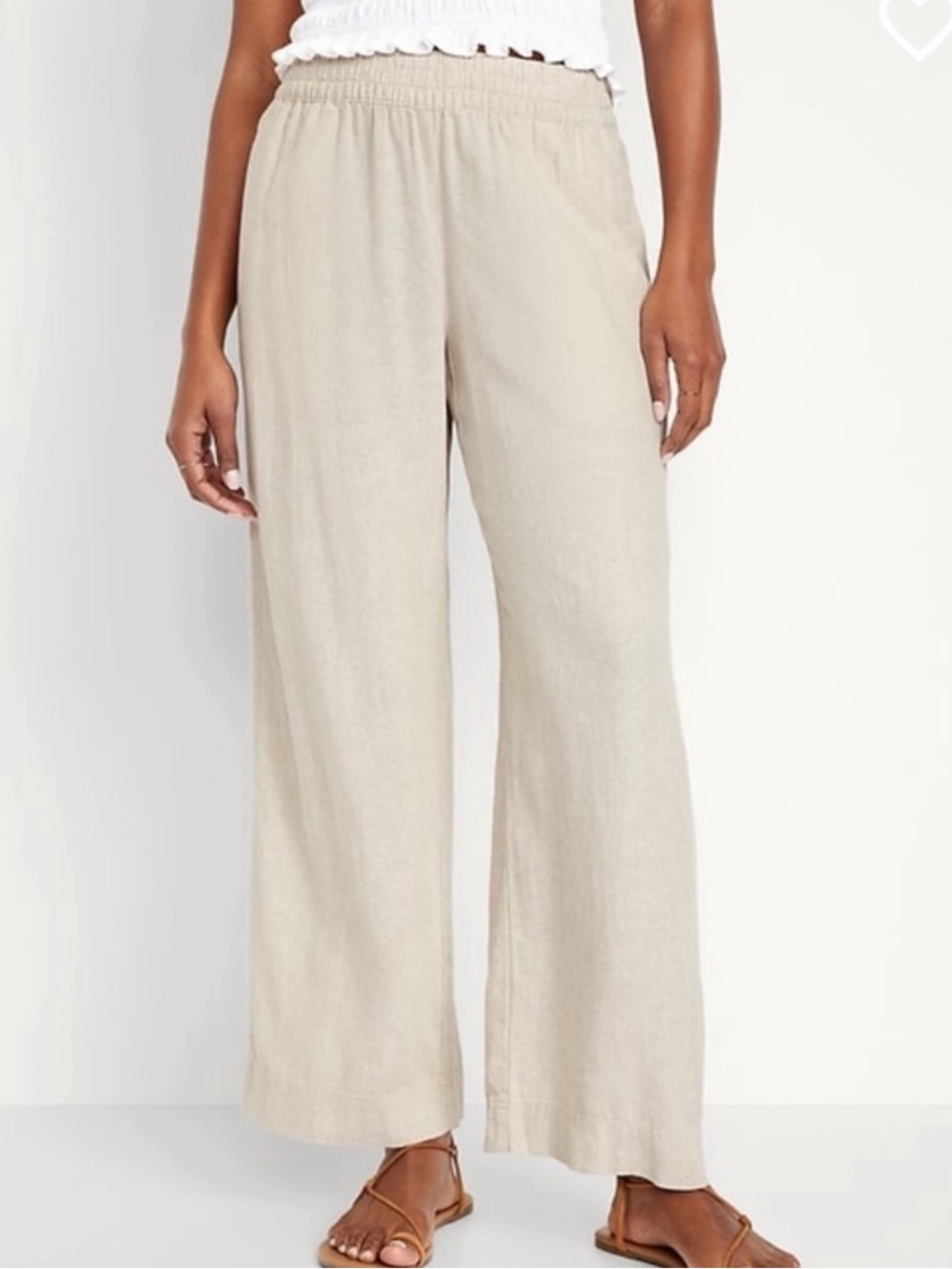 Old Navy High-Rise Wide Leg Comfort Waistband Linen Blend Pants - Picture 3 of 9